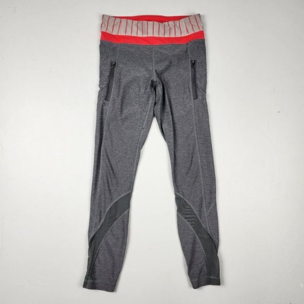 LULULEMON Grey & Coral Cropped Leggings Size 4